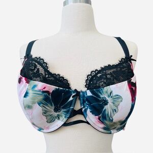 Cacique Floral Lace Bra - Black and Pink